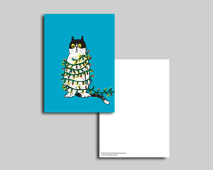 Schneeberg.Land | Postkarte | Büsi mit Lichterkette blau